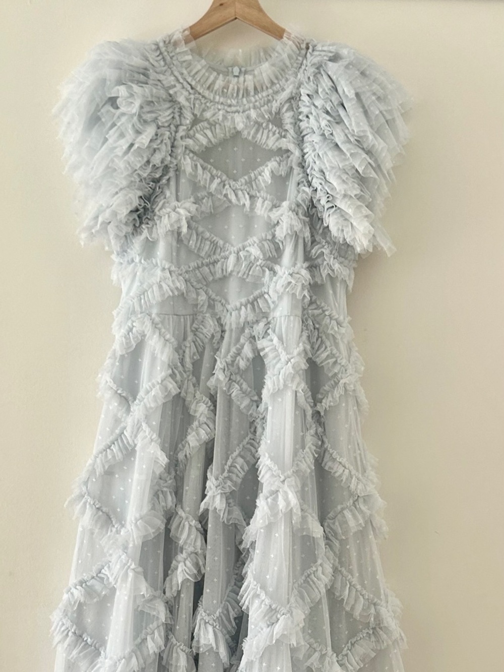 NEEDLE & THREAD GENEVIEVE RUFFLE GOWN, PALE BLUE